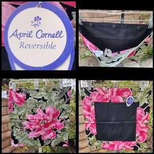 APRIL CORNELL decorative COTTON floral REVERSIBLE square pillowcase black pink